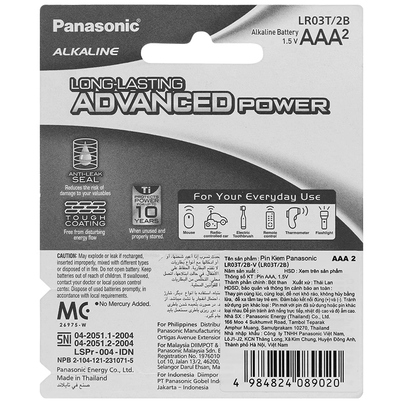 Pin Panasonic Alkaline AAA LR03T/4BPKV vỉ 4 viên - 11